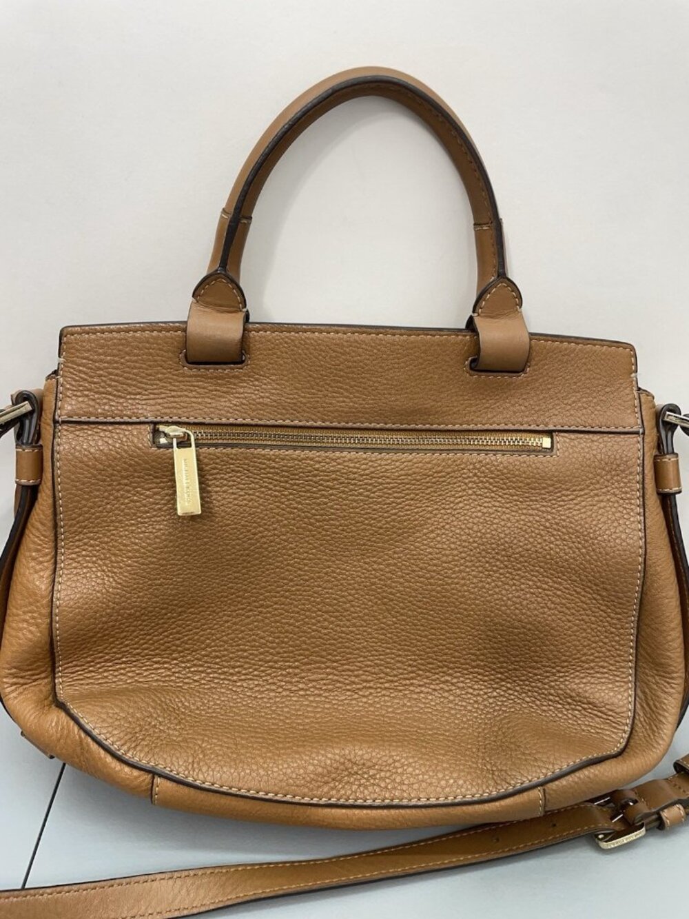 Michael Kors Romy Leather Crossbody Bag Saddle Messenger Pebbled‎ Leather Brown - Picture 3 of 16